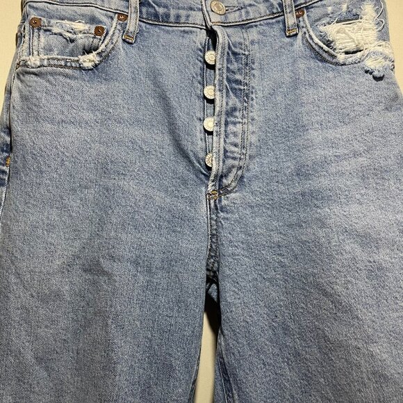 Agolde 26 Jeans Distressed High-Waisted Button-Fly Vintage- inspired Light Blue - Picture 5 of 6